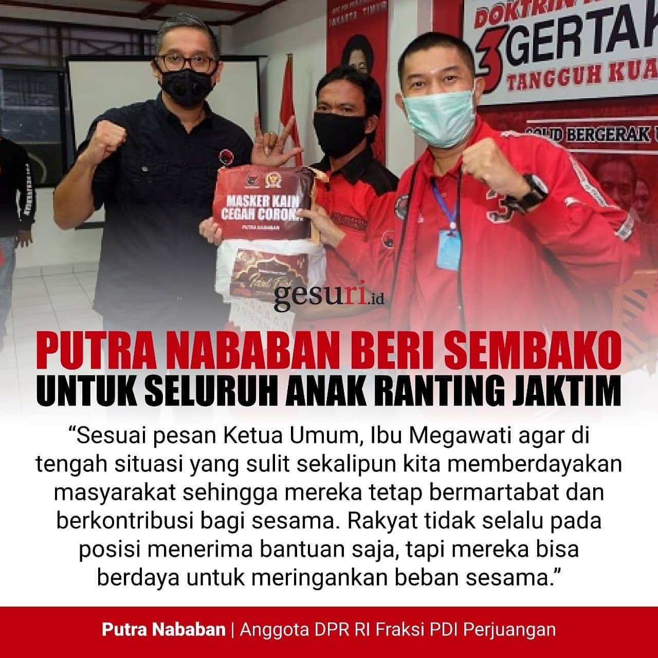 Putra Nababan Bagikan Sembako ke Seluruh Anak Ranting Jaktim